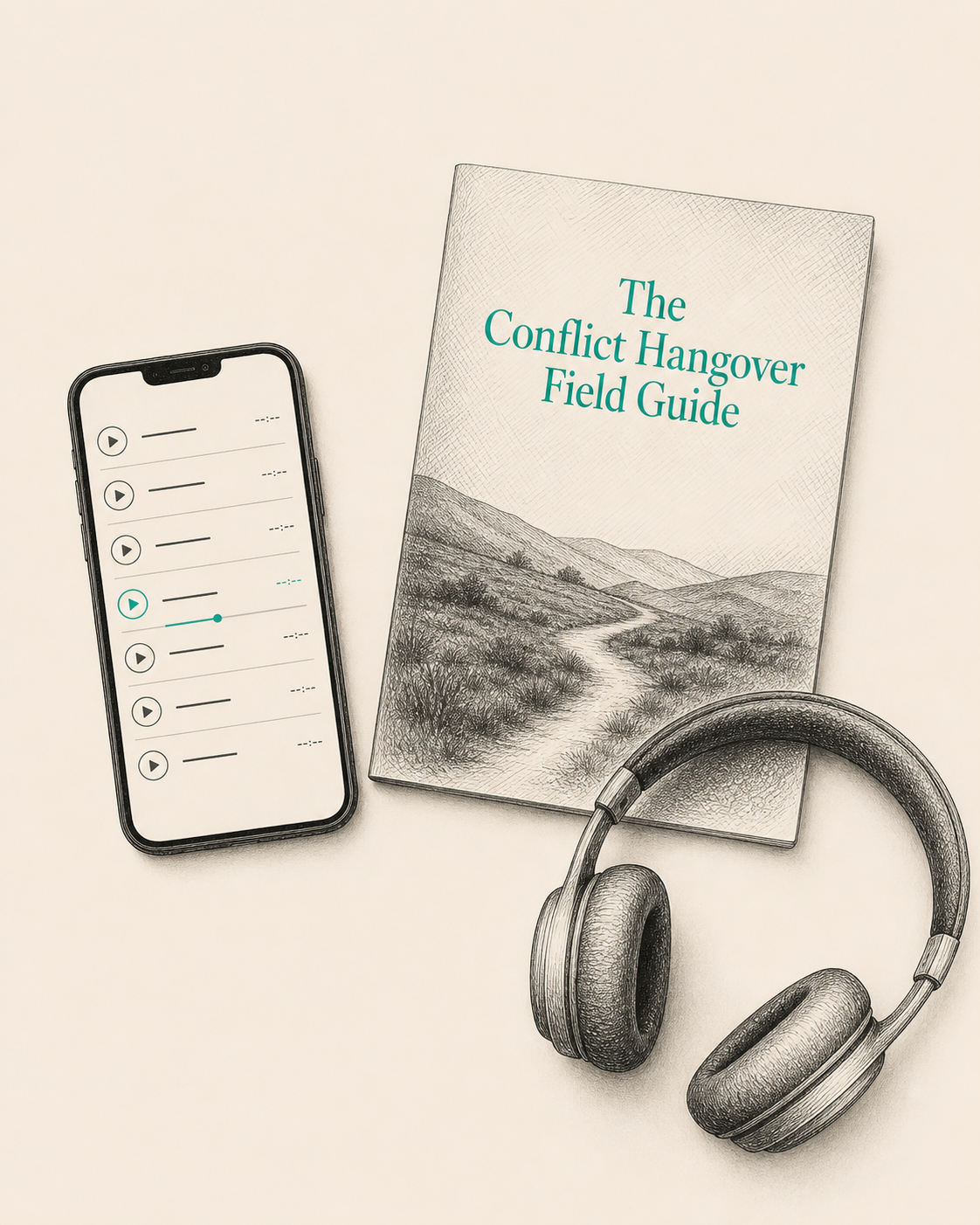 The Conflict Hangover Protocol audio series with field guide and headphones